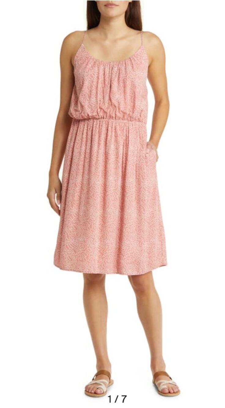 Caslon Nordstrom Midi Dress Large Pink Floral Midi Sleeveless Sundress Pockets